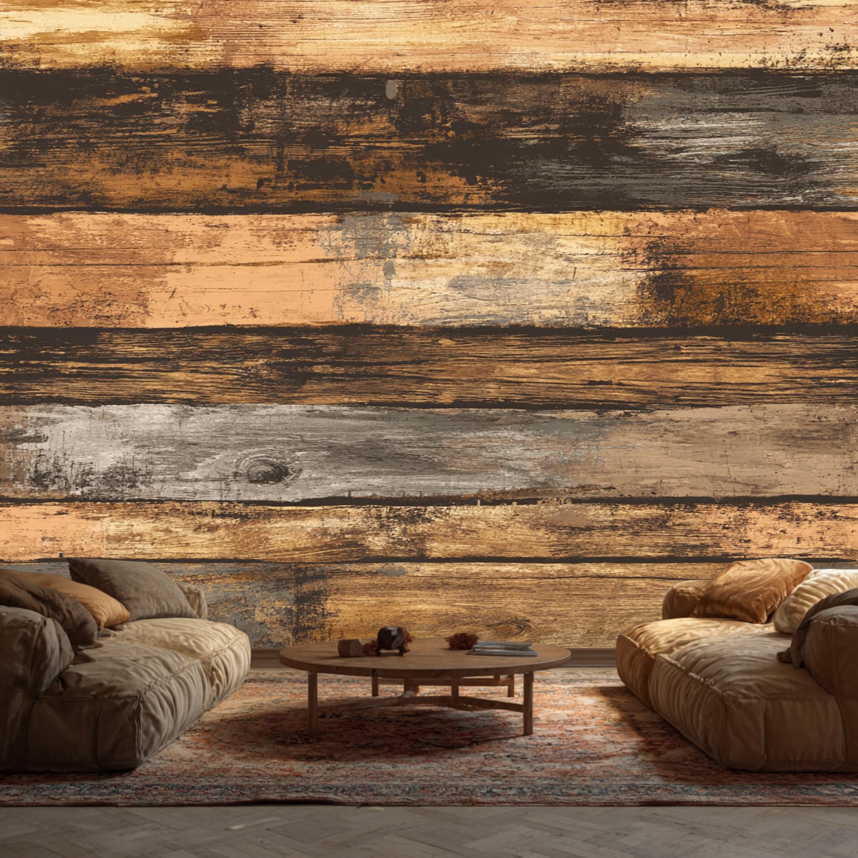 Wood Effect Wallpaper, Rustic Vintage Antique Wallpaper Murals, Wood Effect Room Decor Wall Art for Bedroom Kitchen Living Room 500L x 350W cm, SH0301