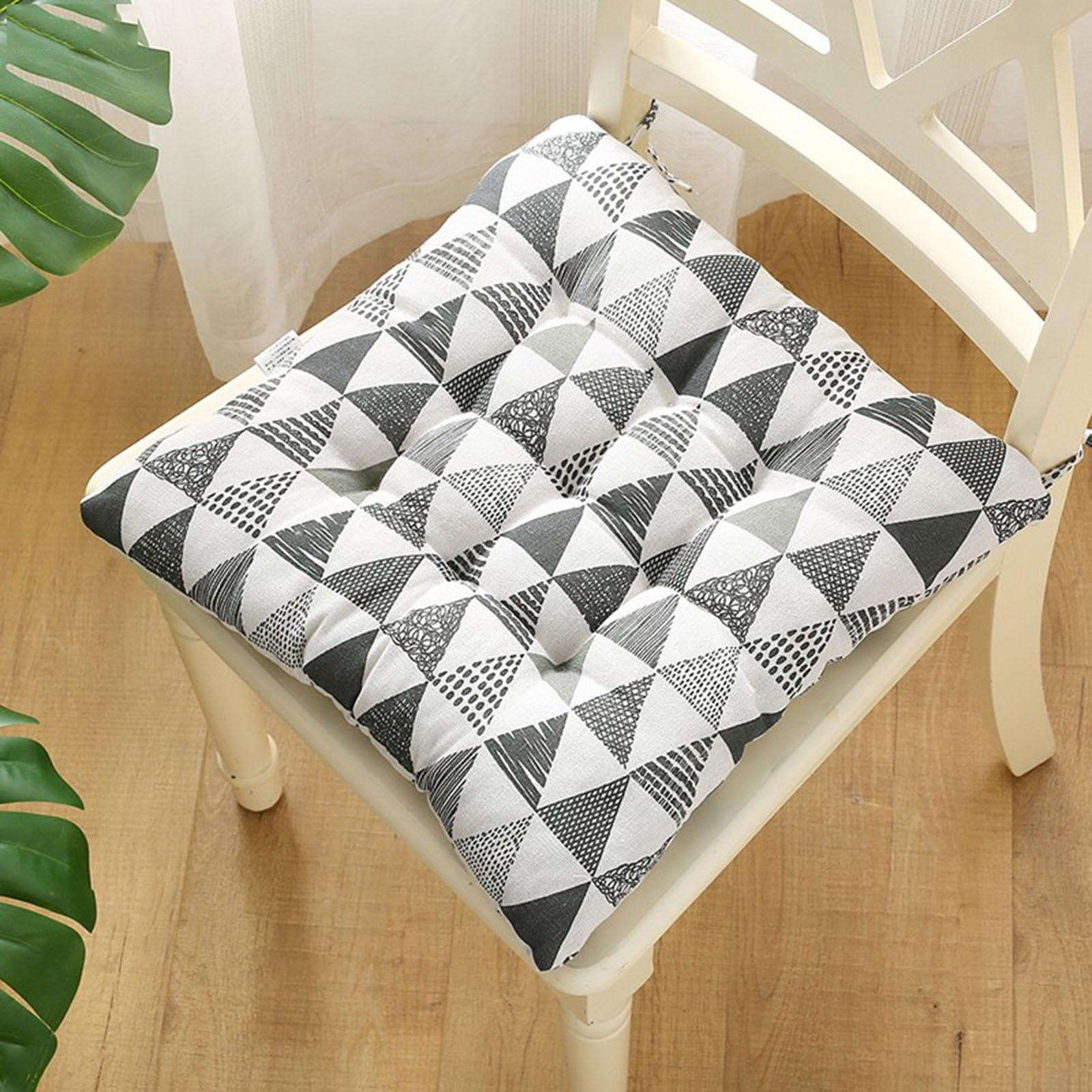 Velvet Chair Cushions for Dining Chairs, Set of 1 2 3 4 5 6,Seat Pads for Kitchen Chairs with Ties,40cm*40cm(15.7in*15.7in) (3, Grey, 15.7in*15.7in)