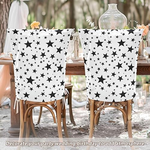 Miniatura 6 de Black and White Stars Decorative Chairs Covers for Wedding Banquets Anti-Dust Parson Chair Covers protectores para sillas de comedor Set of 6