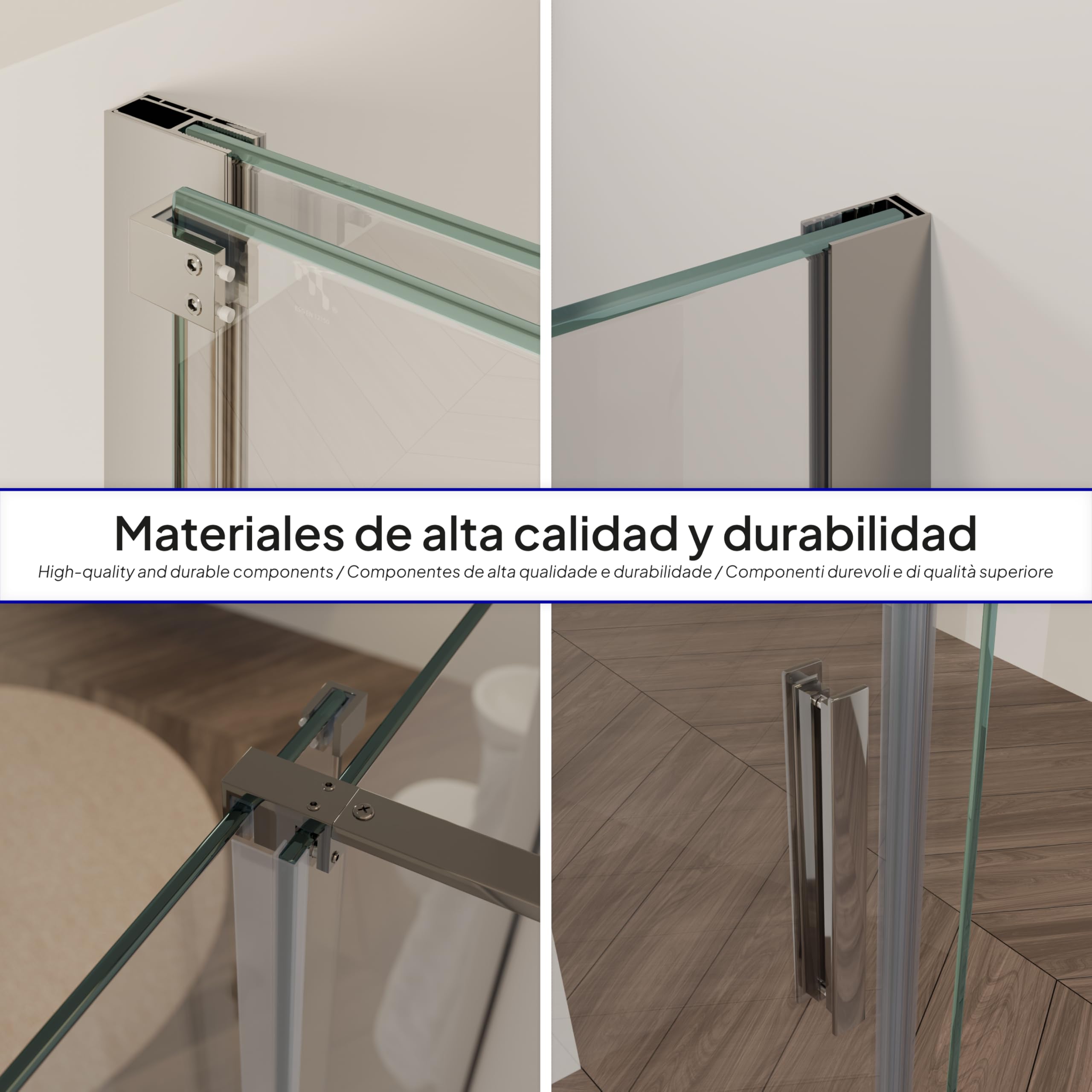 Mampara de Ducha Nadine | 140x80x200cm | Puerta corredera 140 cm | Ajuste 139,5-141,5 x 78,5-80cm | Perfiles Cromados, Cristal transparente de 8 mm - Moments of Glass