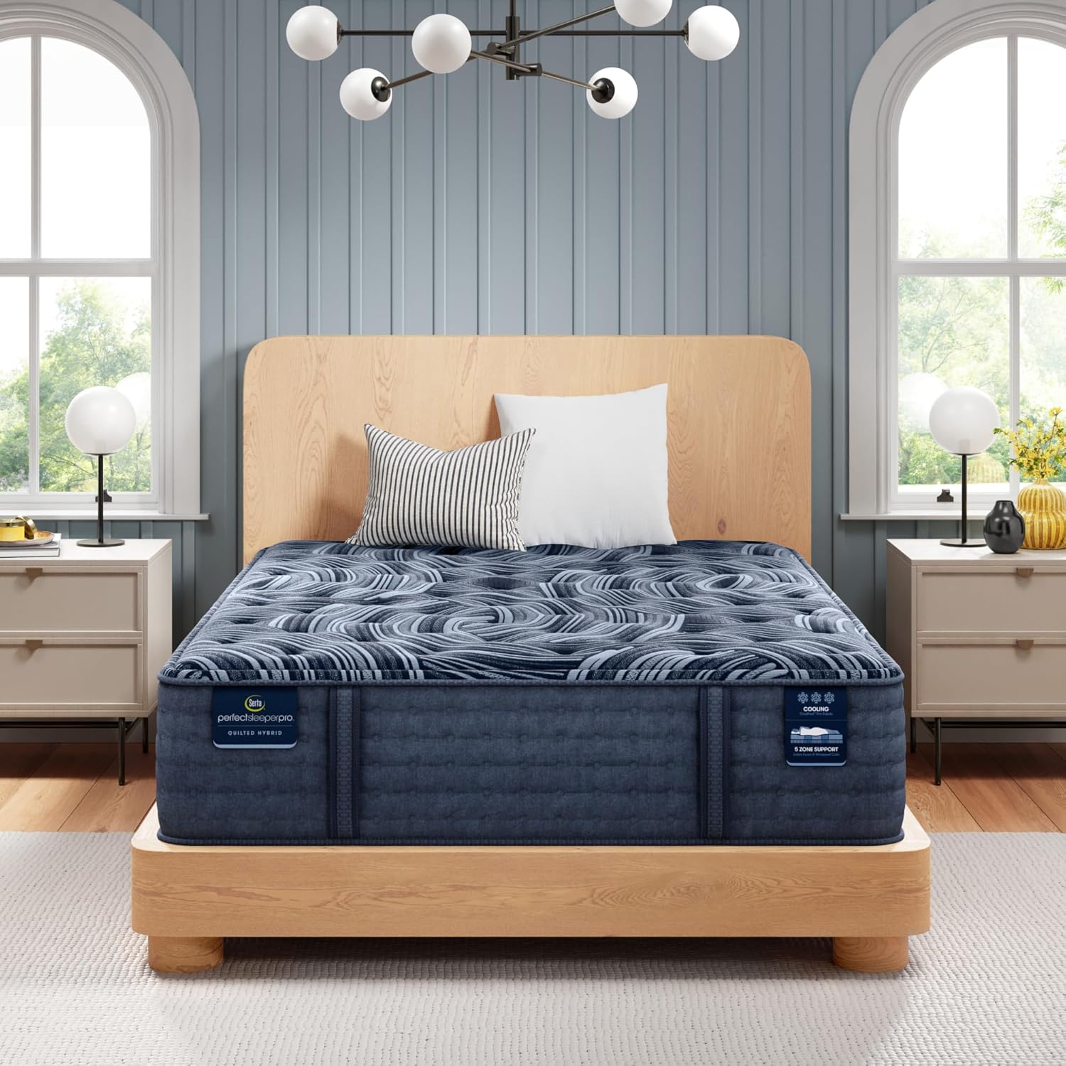 Serta Perfect Sleeper Pro - New Paris 15" Medium Twin XL Latex Hybrid Mattress - 5 Support Zones and Cooling Tech for Premium Hybrid Comfort - 100 Night Trial, CertiPUR-US Certified