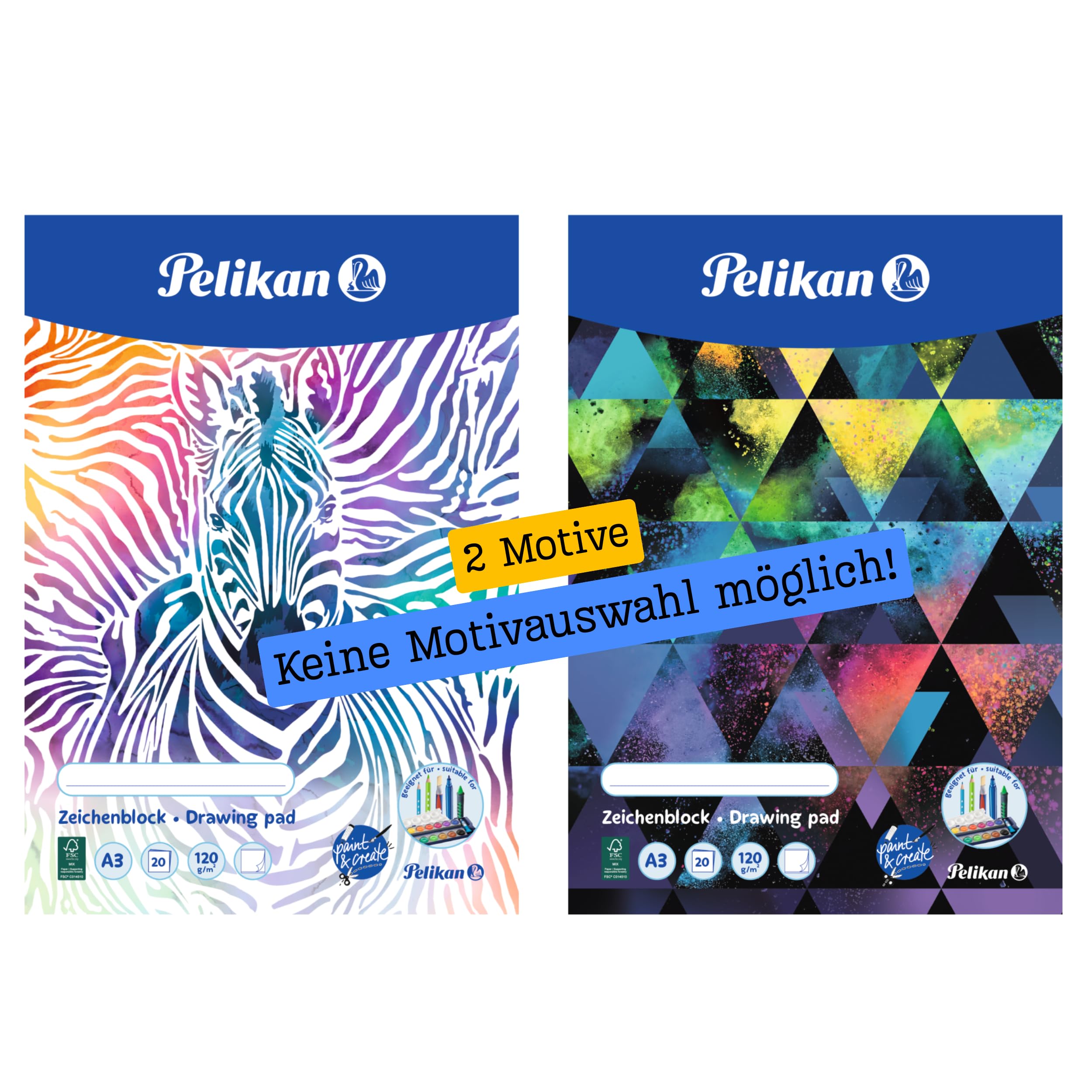Pelikan 236799 Blok Rysunkowy, Wielokolorowy, A3, 20 Arkuszy
