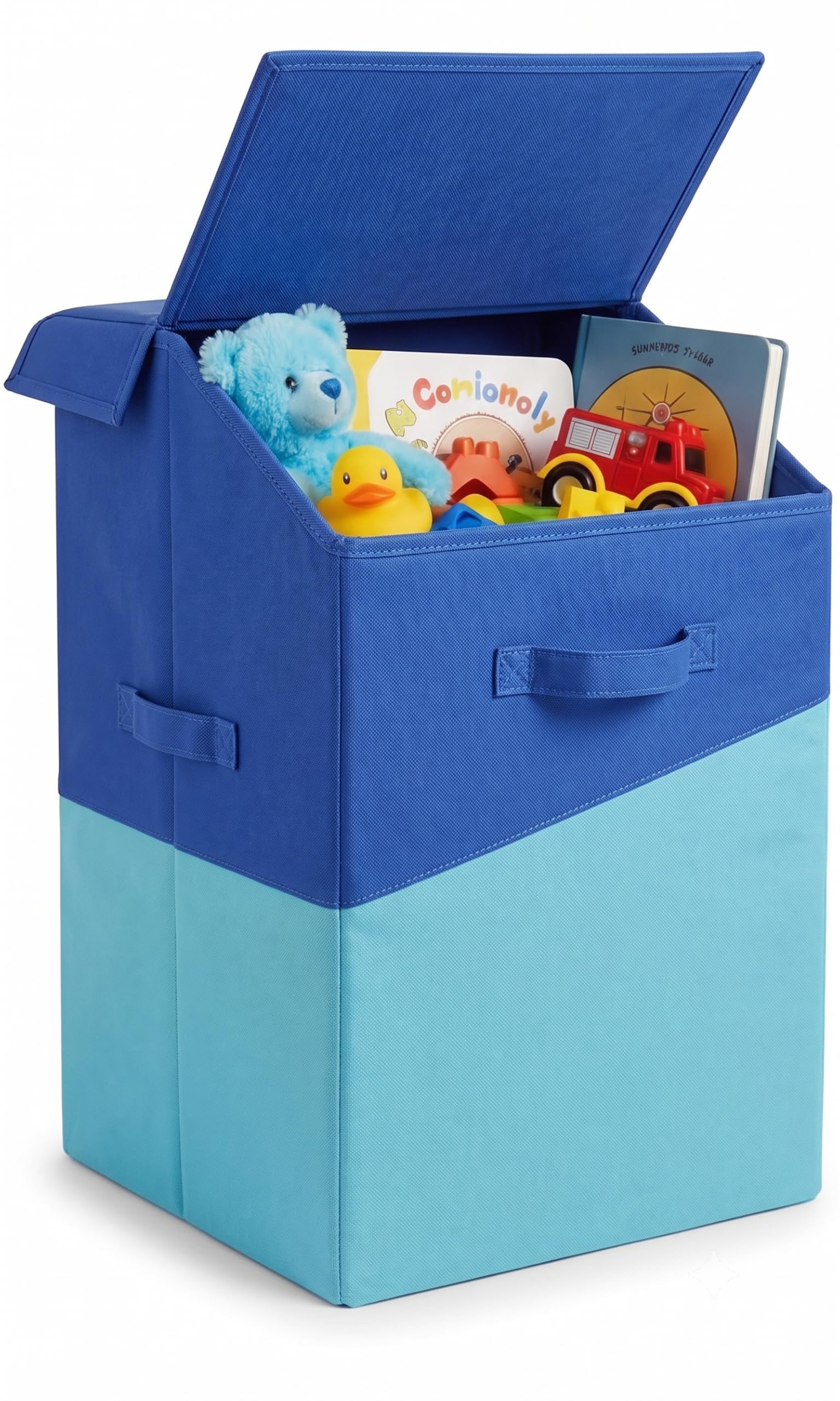 Storge bag Side Pockets 75 Liter Non Woven Laundry Basket for Socks and Handkerchief |Foldable Clothes Storage Bin Organizer for Dirty Clothes, Kids Toys (darl blue light)-image-11