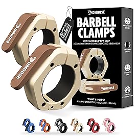 DMoose Barbell Clips (Pair) - Quick Release Olympic Barbell Clamps with Anti Slip TPR Grip, 2 Barbell Collars for Secure Weightlifting & Powerlifting (Beige - Magnetic)