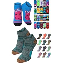 Tipi Toe Women's Low Cut Socks Mega Bundle 32 Pairs 20-Pack Cute Quirky Monster Faces and 12-Pack Cushioned Athletic Running Socks
