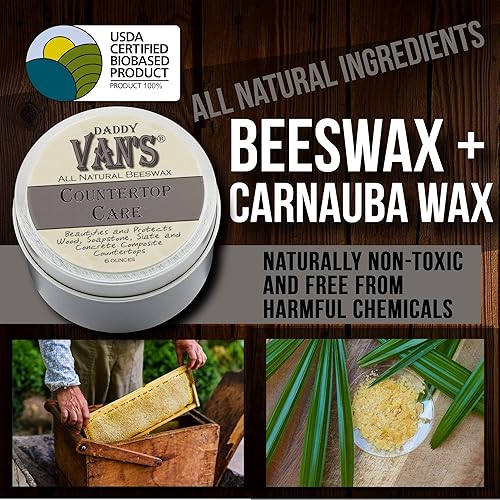 Miniatura 4 de Daddy Van's® Cuidado de encimera de cera de abeja natural para encimeras de esteatita, pizarra, compuesto de hormigón y bloque de carnicero, apto