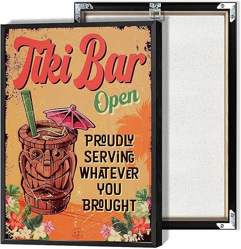 Miniatura 11 de Póster de decoración de bar Tiki con texto en inglés "Don't Worry, Be Happy Parroth", póster hawaiano para decoración del hogar, adecuado para Multi