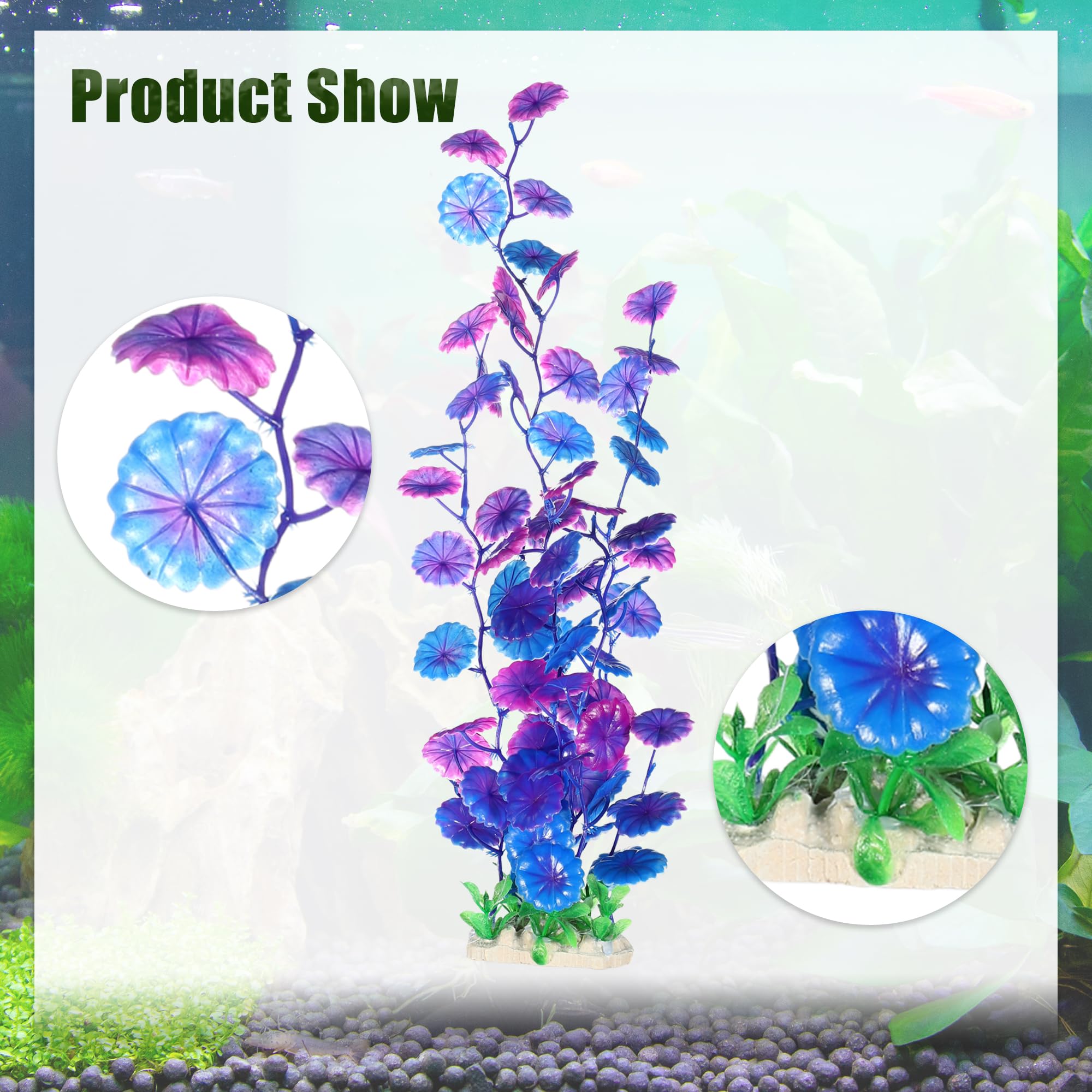 CAPASTEC Tall Aquarium Plants, Big Plastic Plants for Fish Tanks Decor 15.75" Height (Purple, 2pcs) - Image 2