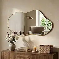 Irregular Wall Mirror 20×36 Inch Wall Mirrors Decorative Gold Modern Asymmetrical Abstract Mirror for Bathroom Bedroom Living Room Entryway Hallway