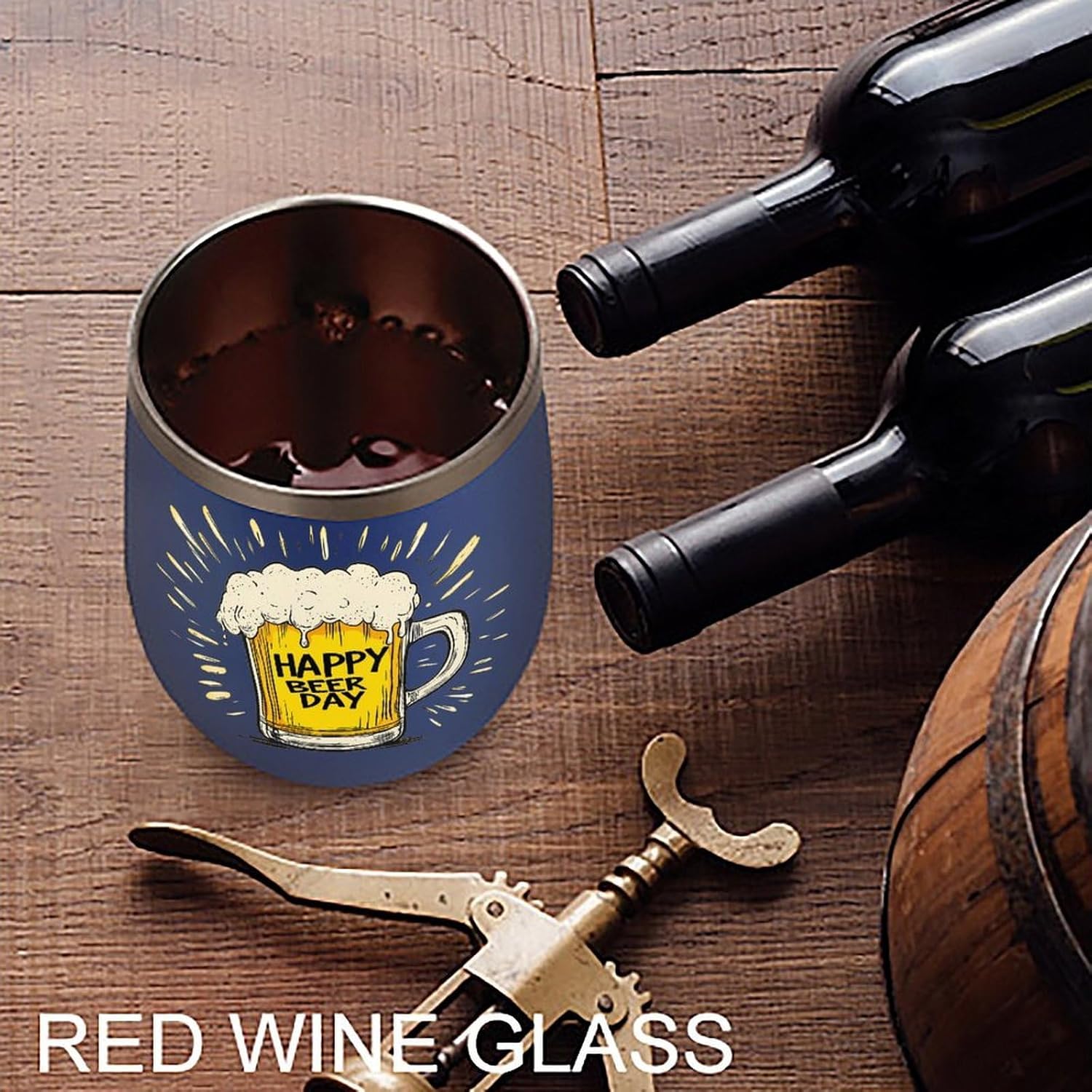 Happy Beer Day Insulated Drinking Cup Stainless Steel Coffee Mug Wine Tumbler with Lid 12OZ