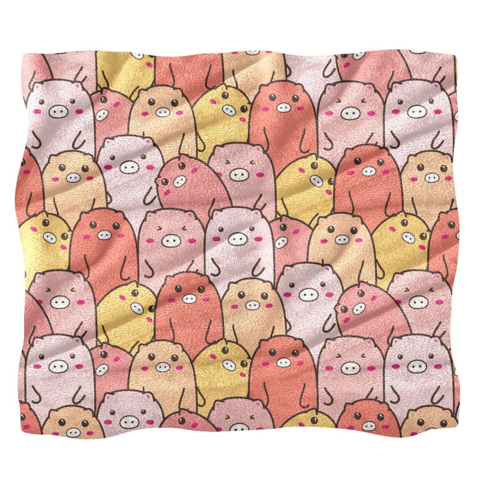 Couverture polaire cochon colorée plaid chaud grand format canapé lit