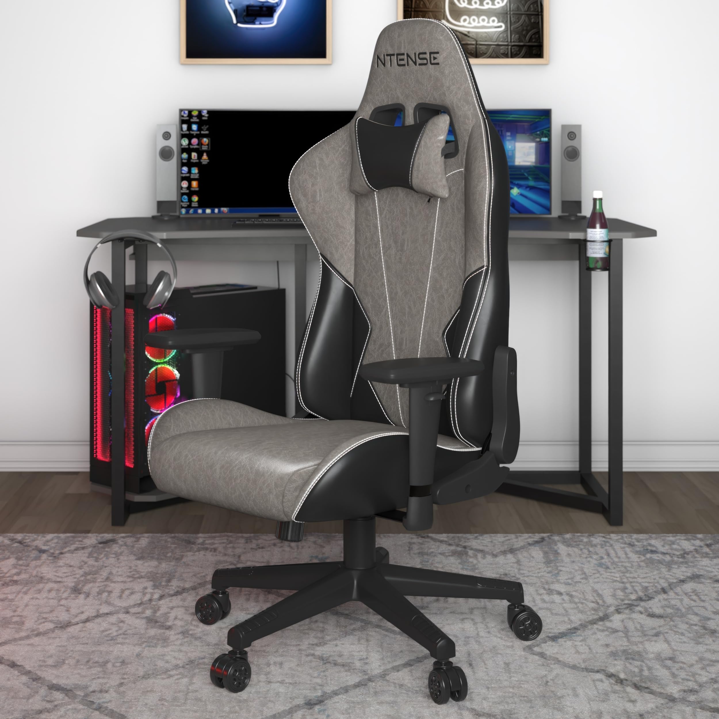 NTENSE Sedia Gaming Vortex - Schienale Alto Reclinabile Similpelle Nero - Foto 1