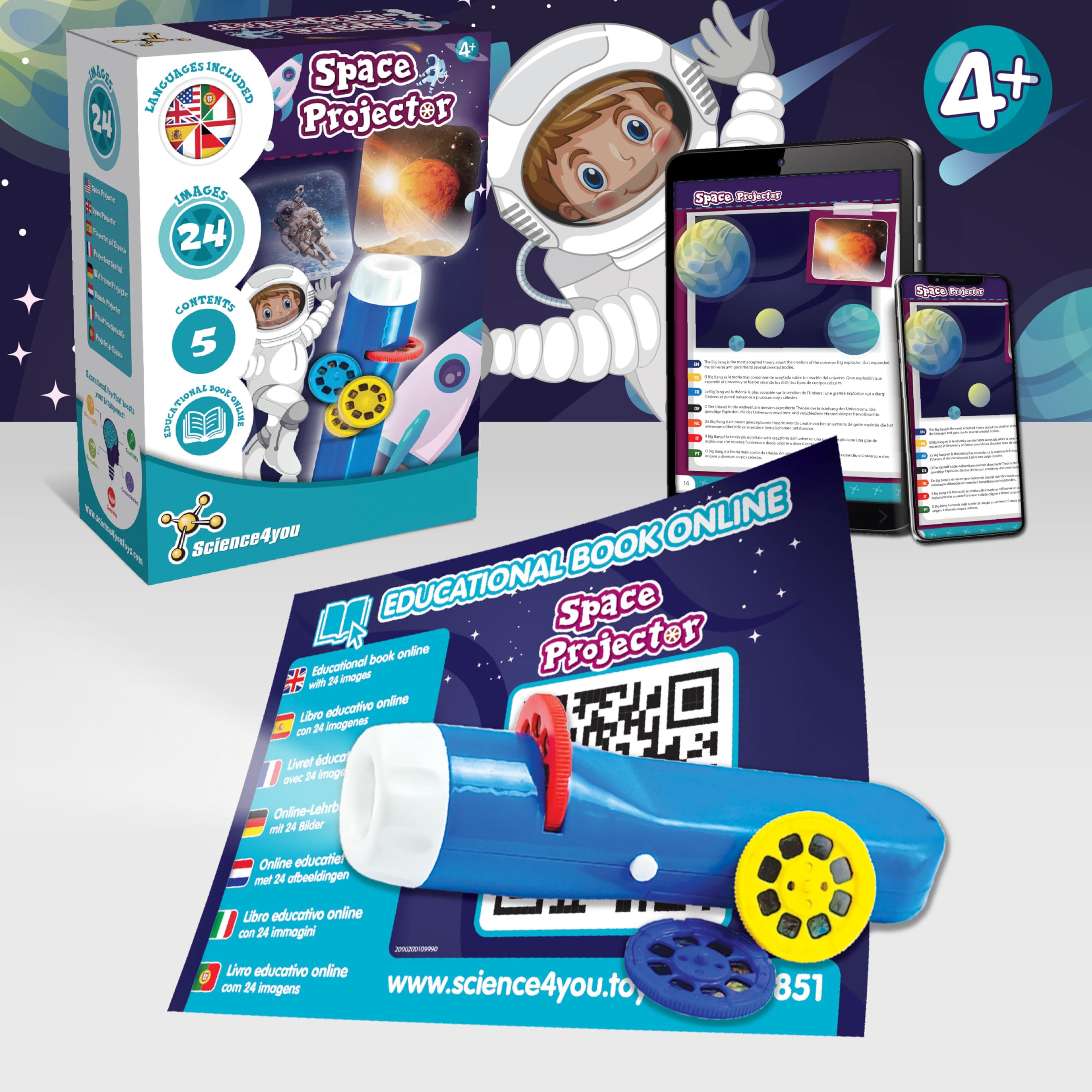 Science4you Proyector Espacial Infantil - Linterna infantil de Planetas y Sistema Solar para Niños, Proyector Planetario, Juguetes y Juegos del Espacio, Regalo para Niño y Niña 4+ años