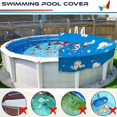 Miniatura 9 de Cubierta de seguridad redonda de invierno de 13 pies para piscina, impermeable, con cable de alambre a lo largo de los bordes, cabrestante para