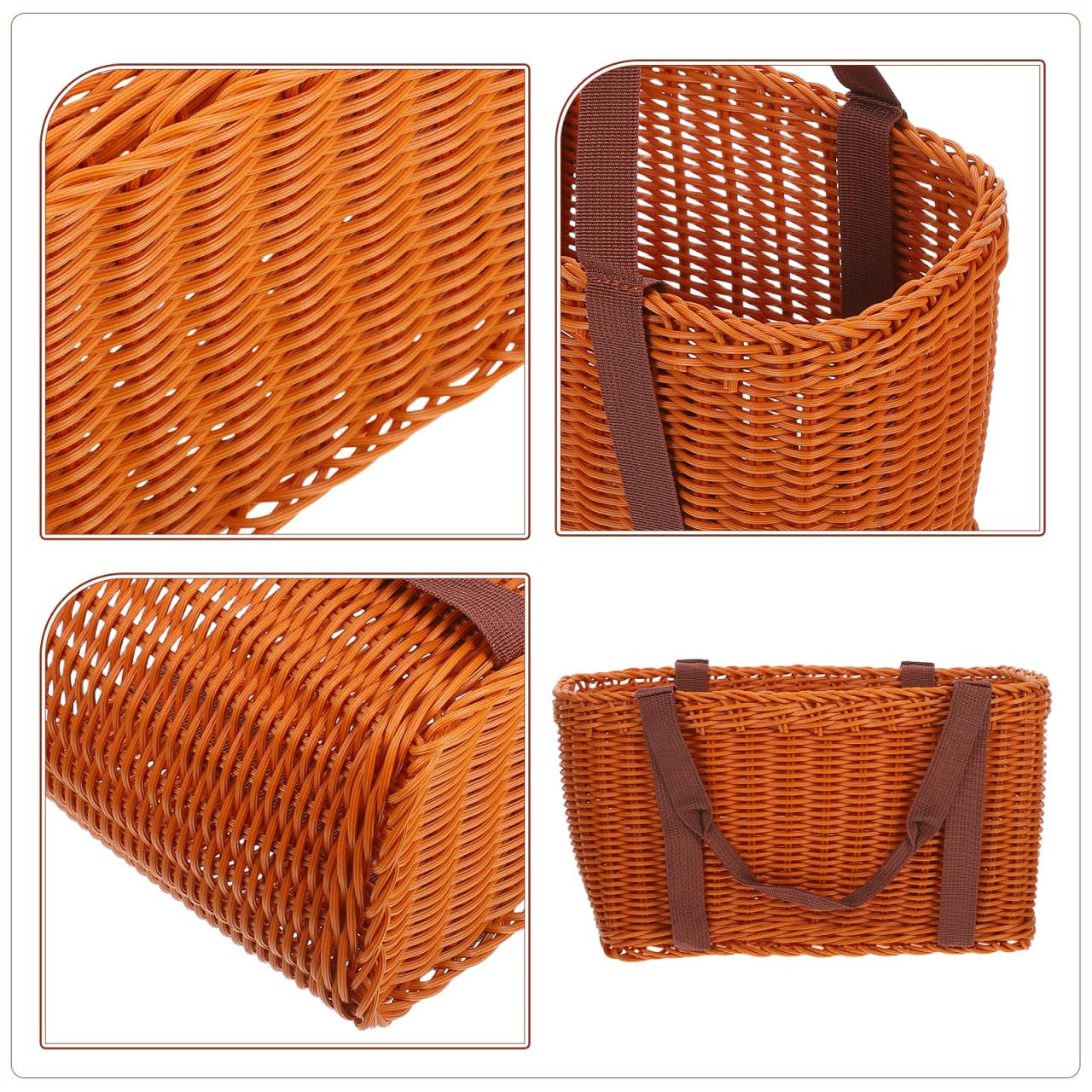 Cabilock Kosz na zakupy, rattanowy, wiklinowy, z uchwytem, pleciony, rattanowy, kosz do przechowywania, wiklinowy, do noszenia, na warzywa, prysznicowy, kuchni, owoców,