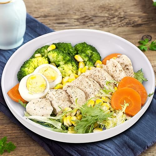 Miniatura 8 de Fasmov Tazones de pasta de melamina paquete de 6 cuencos grandes de 10 pulgadas 47 onzas cuencos de ensalada poco profundos platos profundos de