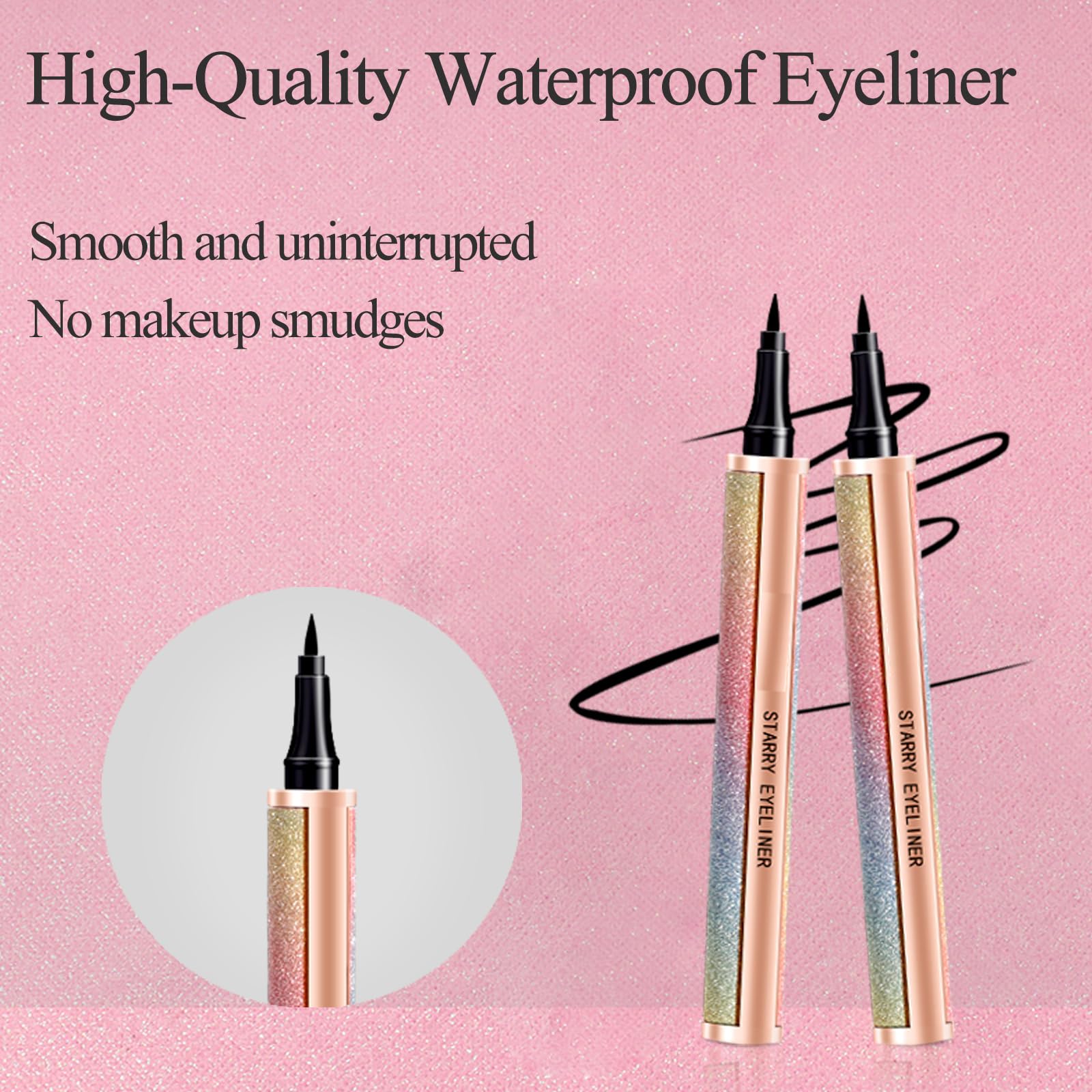 Mascara-Set mit 4D-Seidenfasern, Wimpernmaske und Eyeliner für schwarze Augen, langhaltendes Set und Eyelinerstift, schwarz, wasserfest, klumpenfrei, hart
