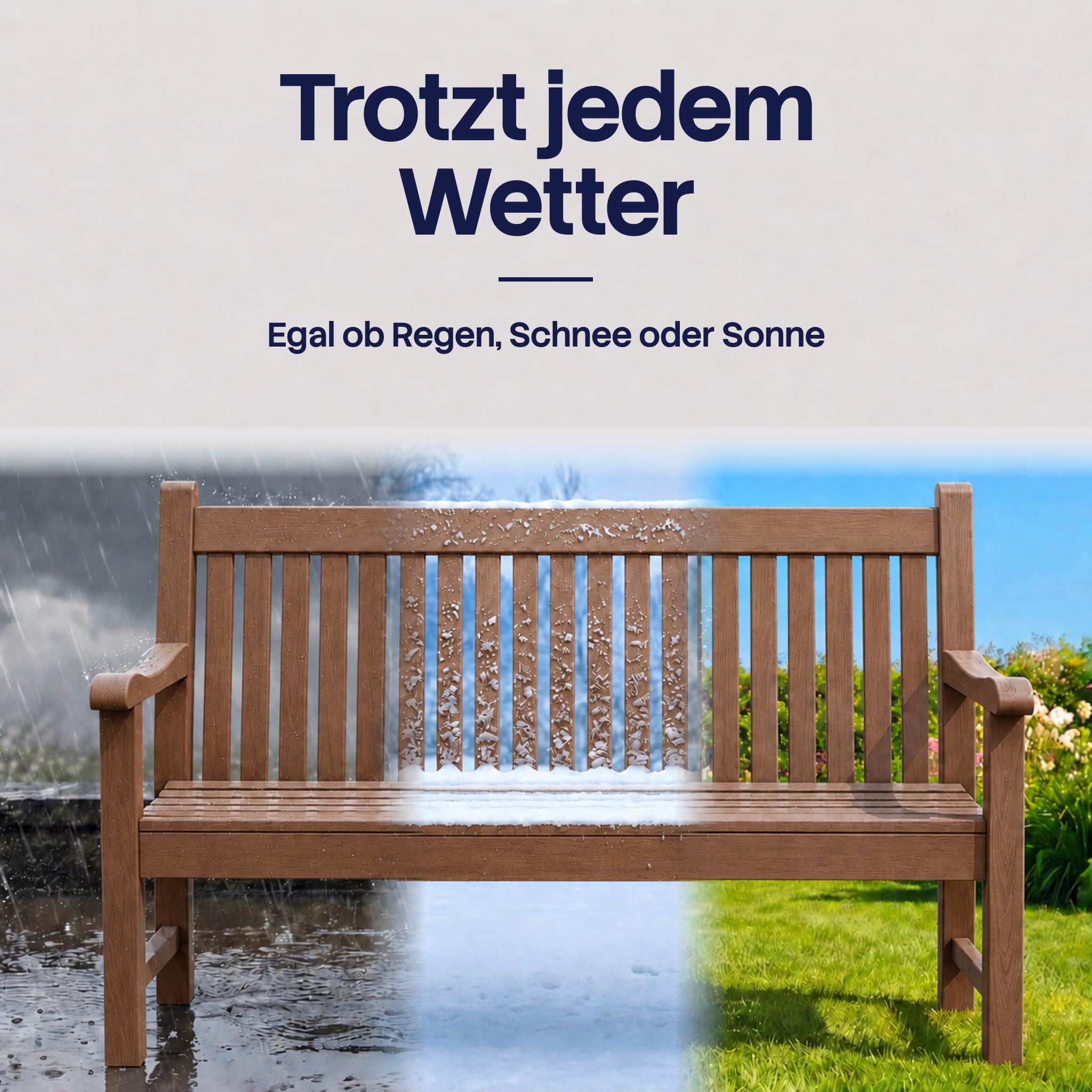 Gartenbank Wetterfest Braun – Outdoor Bank 2 Sitzer mit Rückenlehne | VAVO wetterfeste Gartenbank aus Kunststoff in Holzoptik – Outdoor Bank 2 Sitzer mit Rückenlehne (Braun)