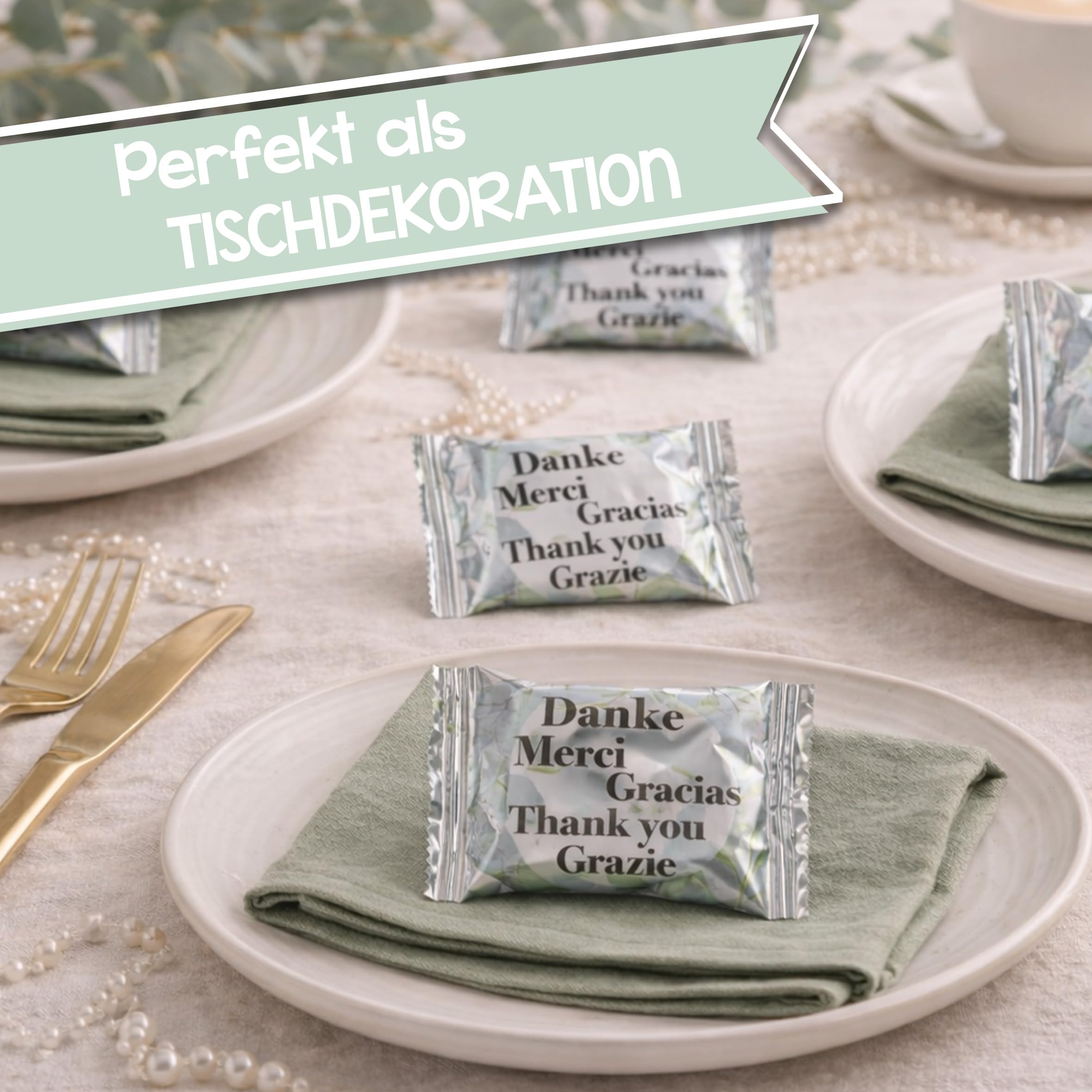 FOOD crew 60 Glückskekse Danke - Dankeschön Geschenke klein Einzeln verpackt in Box - ein kleines Dankeschön Geschenk Hochzeit - Danke Geschenk - Adventskalender Füllung - Made in Germany