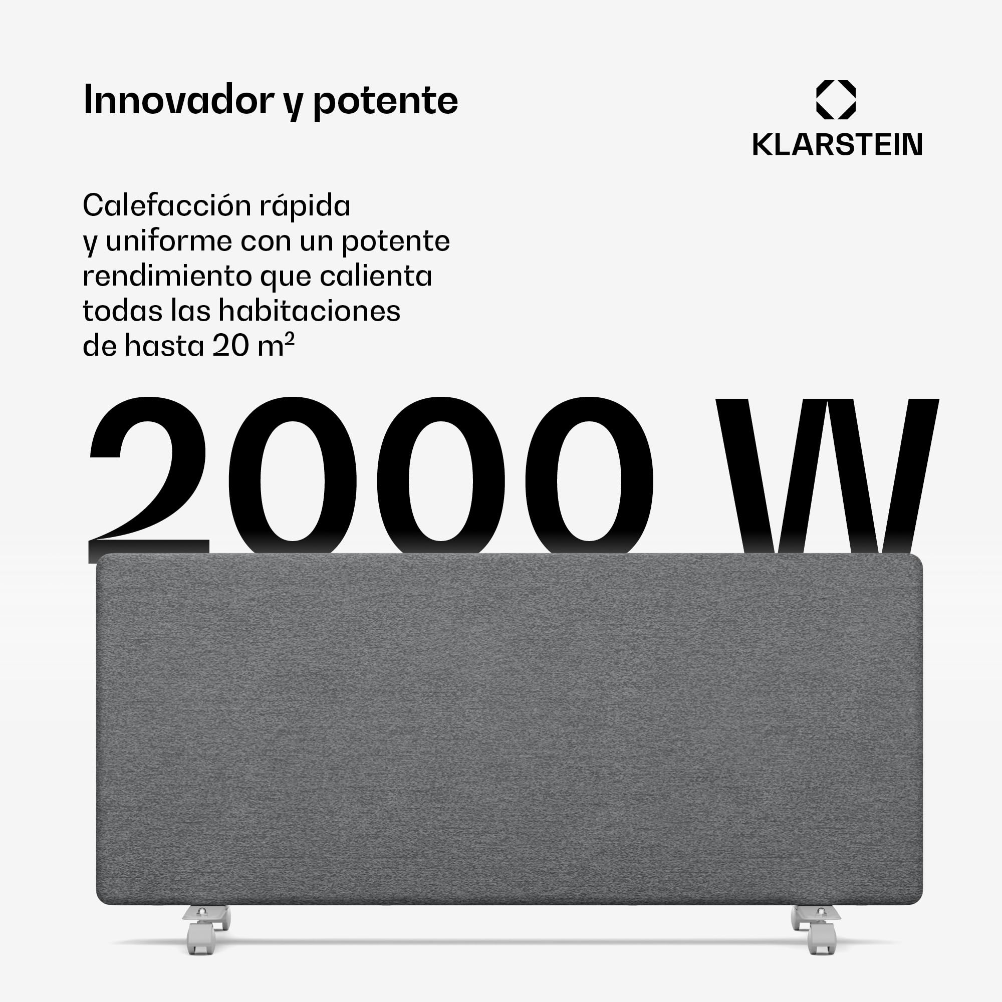 Blumfeldt ThermaTouch Convector Eléctrico - 2000W, Termostato Electrónico, Temporizador 24h, Protección IP24, Montaje en Pared o Independiente, Calefactor Convector para 20 m², Gris