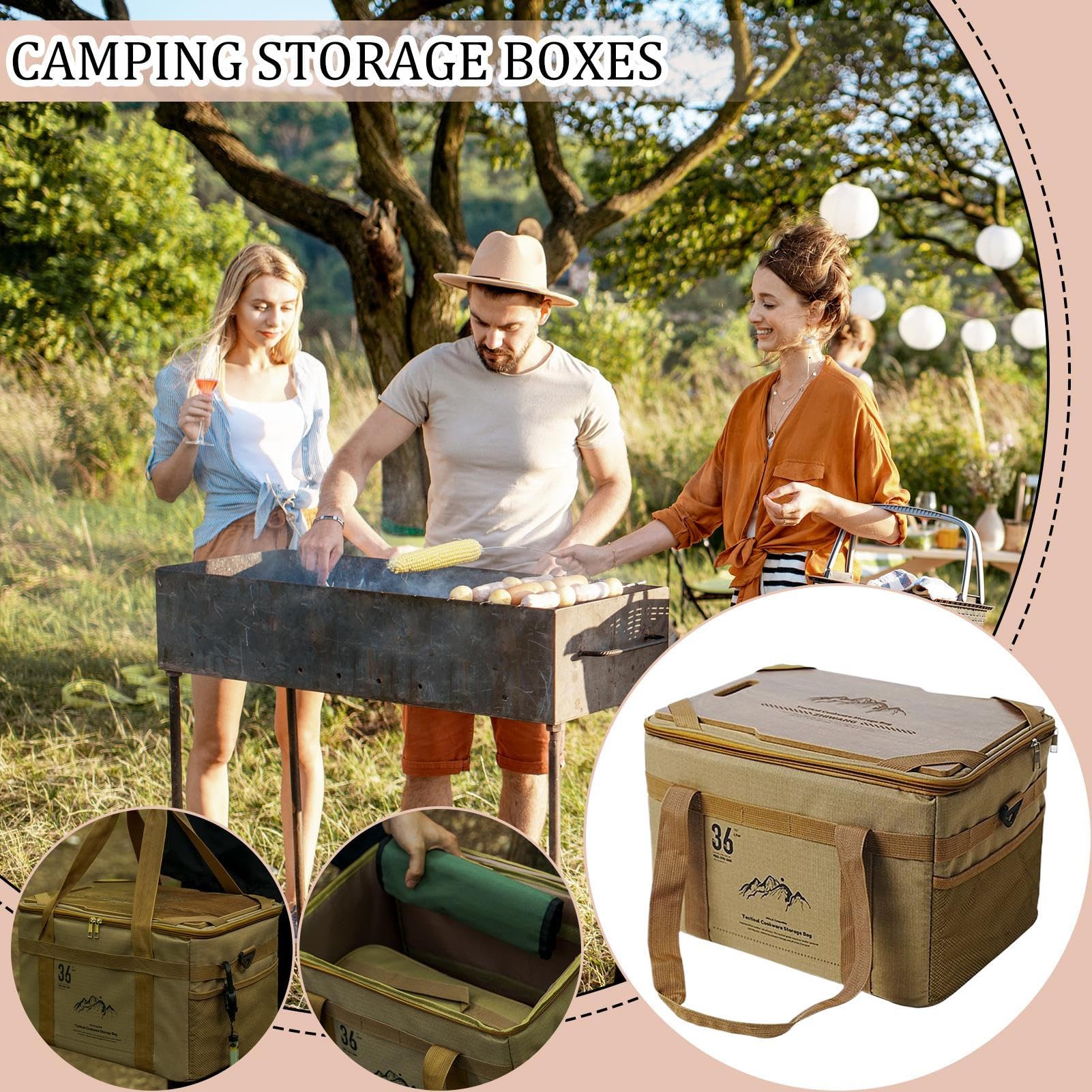 Borsa di Stoccaggio per Campeggio Organizzatore Bagagliaio per Attrezzatura | Organizzatore Multiuso per Cucina Auto Viaggio Bagno Spiaggia