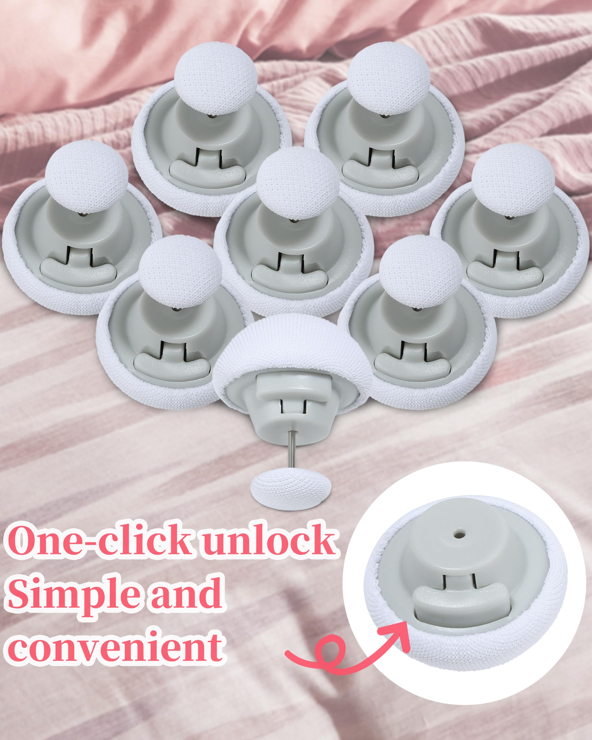 Juego de 16 clips de edredón con material de tela suave para edredón, cojines, cortinas (blanco)