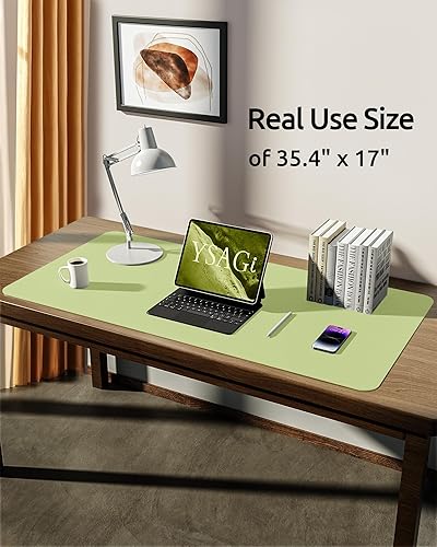 Miniatura 470 de YSAGi Protector de escritorio de cuero, tapete de oficina, alfombrilla grande para mouse, antideslizante, de piel sintética, almohadilla