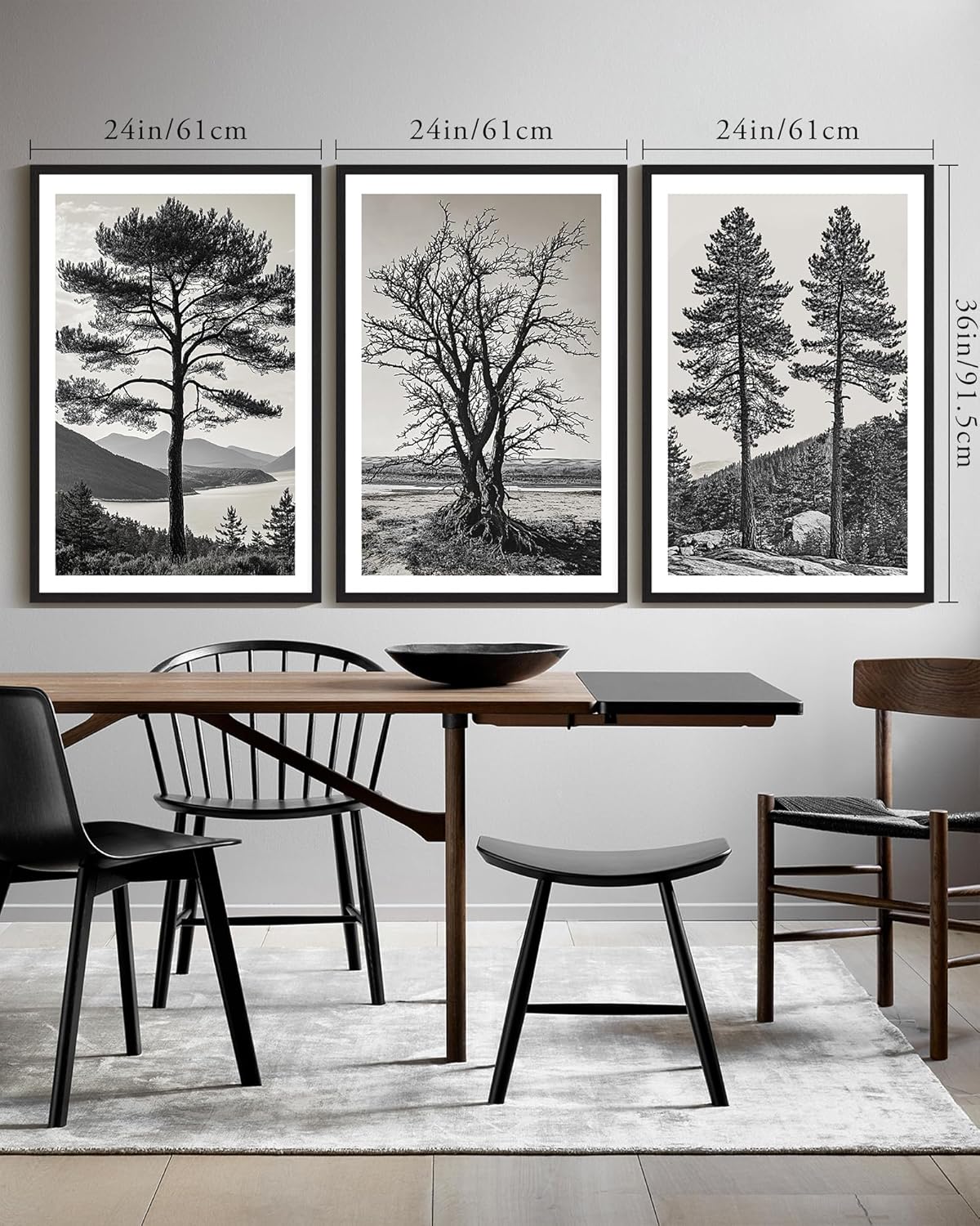 KUVIOKE Vintage Botanical Framed Wall Art Bohemian Tan Plant Leaf Wall Decor Nature Fern Plant Silhouette Wall Painting Home Decor 16x24in (Natural Framed)