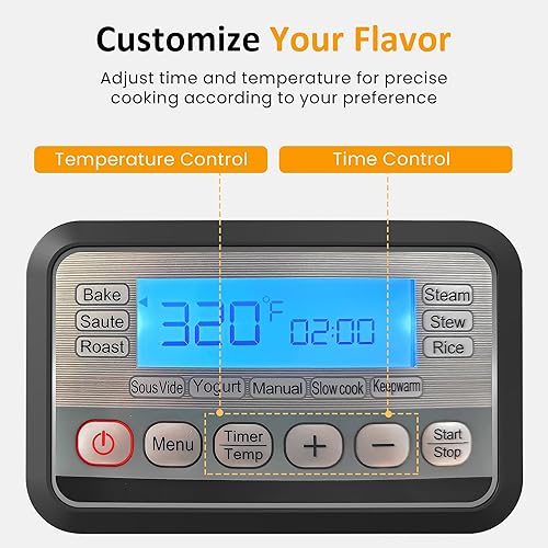 Miniatura 6 de Sunvivi Horno asador de cocción lenta de 6.5 cuartos de galón: calentador de alimentos multicocina programable 11 en 1 con temporizador digital