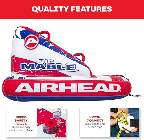 Miniatura 67 de Airhead Tubo inflable remolcable Mable, modelos de 1-4 jinetes, puntos de remolque duales, cubierta completa de nailon, almohadillas de espuma EVA