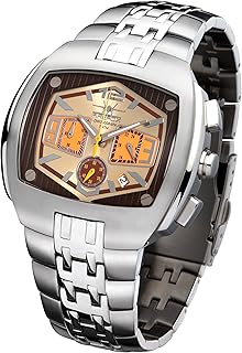 FIREFOX Giant FFS65-110 beige/braun Chronograph Herrenuhr Armbanduhr massiv Edelstahl Sicherheitsfaltschließe wasserdicht