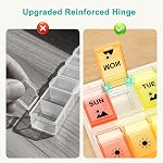 Fullicon Quick Refill Weekly Pill Organizer 4 Times a Day, Large Capacity Pill Case with Secure Lids, Pill Box for Daily Vitamins, Supplements & Fish Oil (Clear Rainbow)
