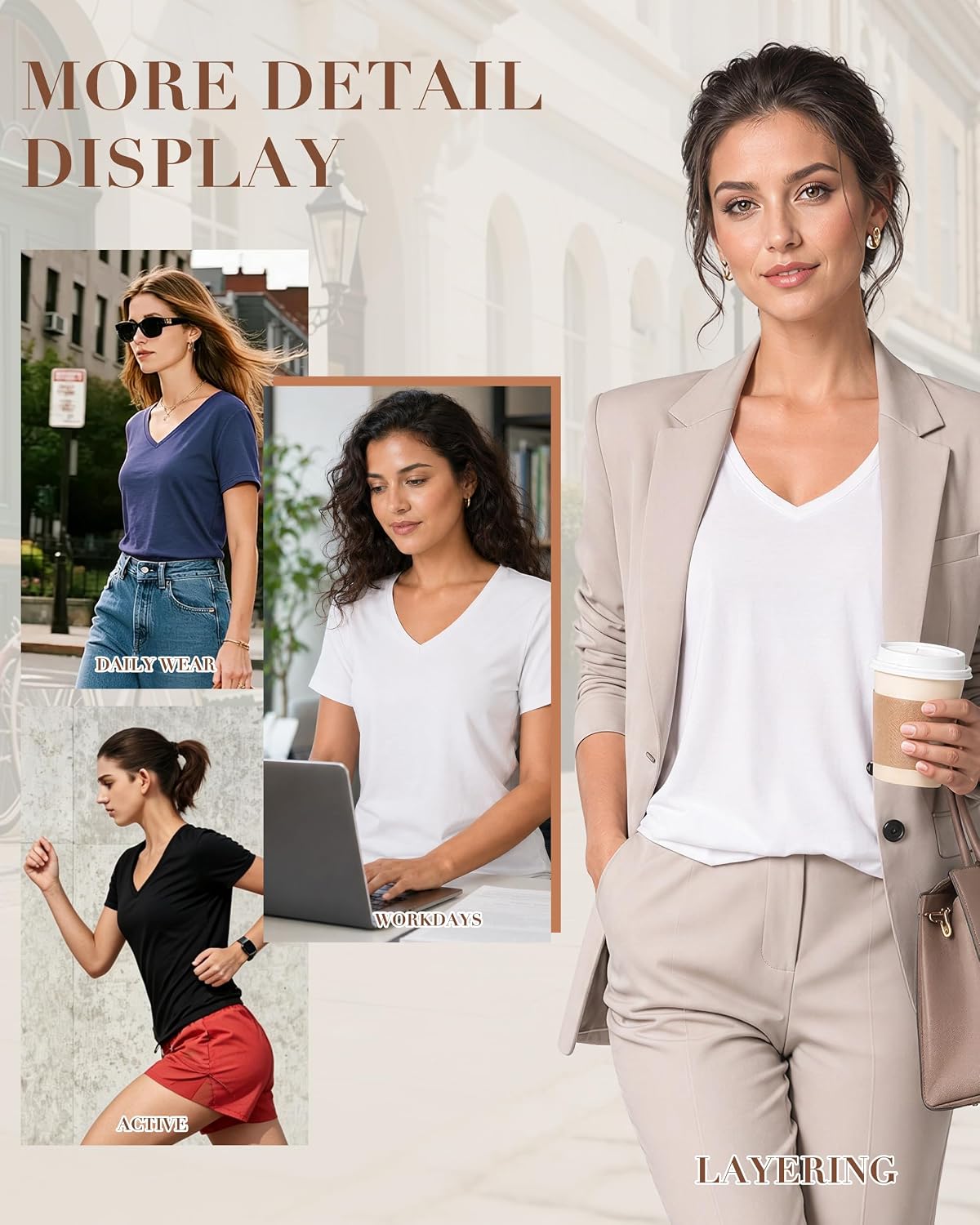 BAMBOO COOL Womens Summer Tops Short Sleeve T Shirts Basic Tees Regular Fit Round V Neck Casual 2026 Spring Outfits Clothes