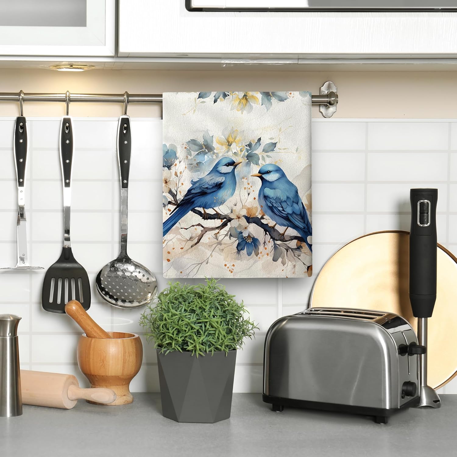 Cute Birds Kitchen Towels Decorative Set of 2,Soft Absorbent Dish Towels for Kitchen Drying, Decorative Tea Towel Spring Summer Hand Towel, Bird Lover Gifts for Women 16x24 Inch - Image 4