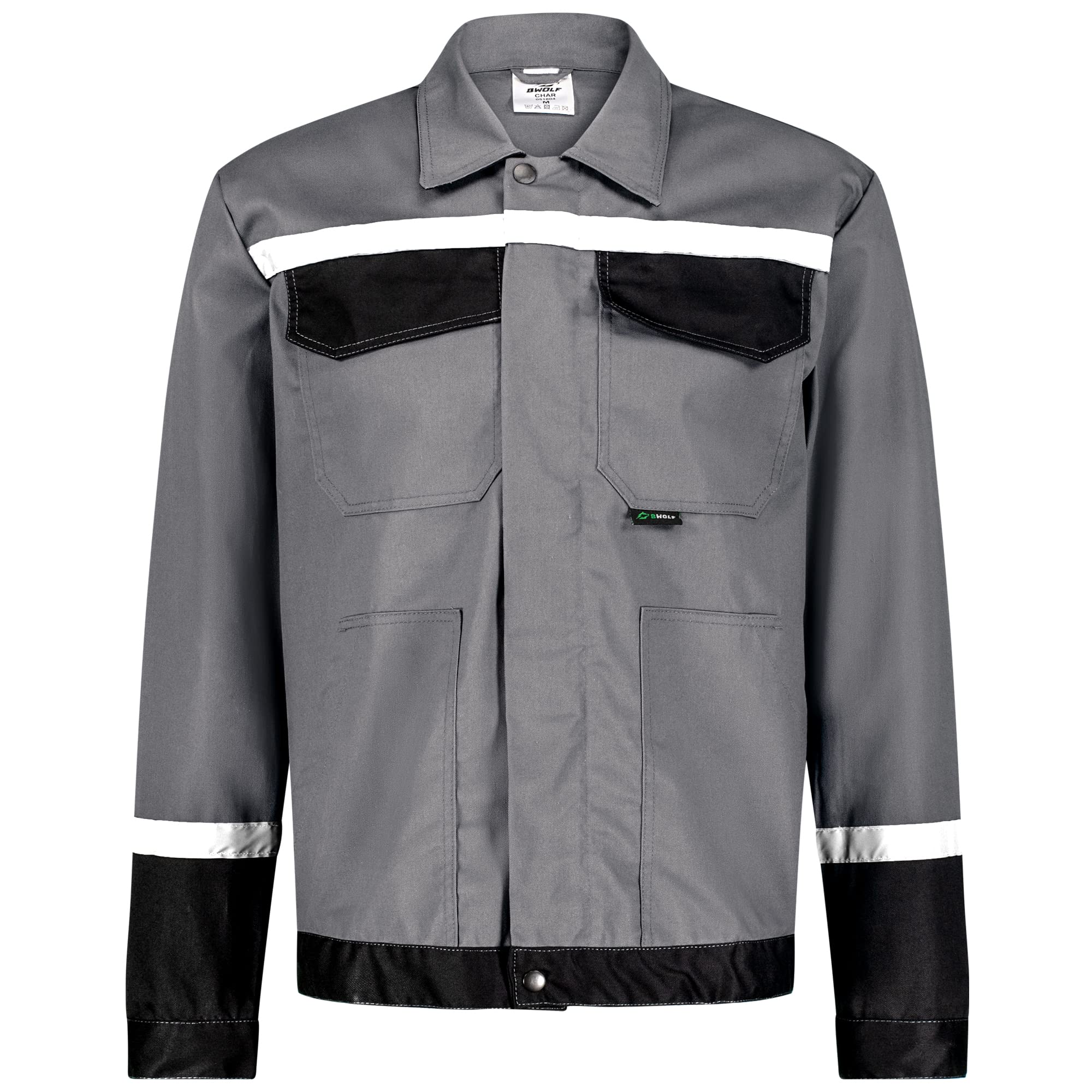 BWOLF Char Veste de Travail Homme Veste Chantier Multifonctionnel Veste de travail réfléchissante - Bleu/gris