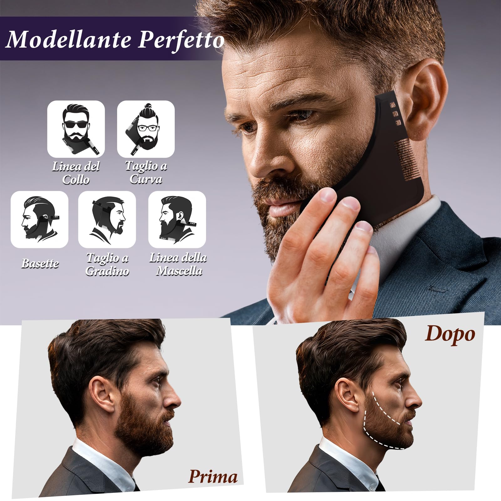 KHOLEZ Kit Barba Uomo Professionale, Set Barba Uomo, Set Cura Barba con Olio Barba, Balsamo Barba, Shampoo Barba, Forbici, Pettine Barba, Spazzola Barba, Modello Barba e Sacca Viaggio, Regalo Uomo
