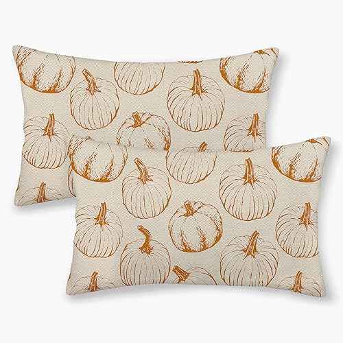 Miniatura 31 de Juego de 2 fundas de almohada de otoño de 18 x 18 pulgadas, color naranja quemado, calabaza, otoño, cosecha, Acción de Gracias, casa de campo