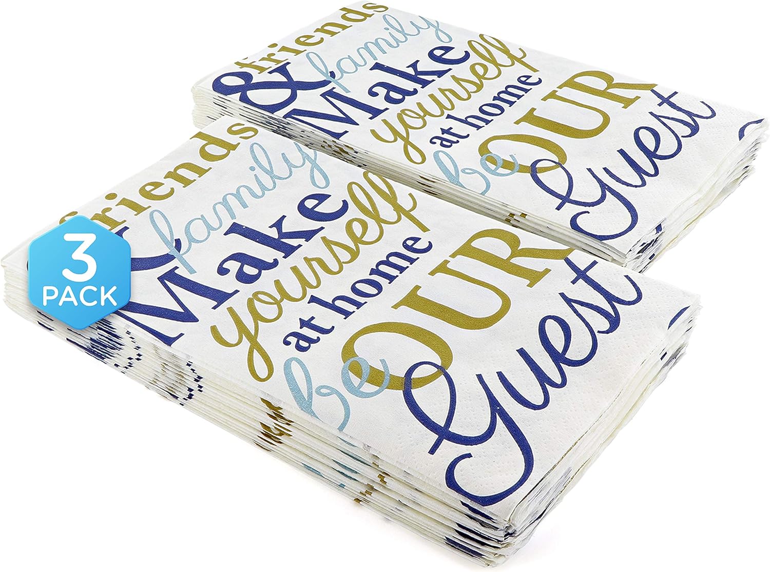 Guest Paper Towels Friends & Family Disposable Napkins Decorative Hand Towel for Kitchen, Weddings and Parties (16 Per Pack) Pack of 3 by - RamPro