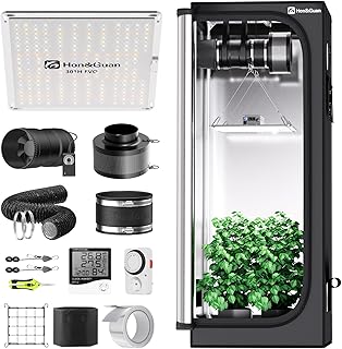 Hon&Guan Growzelt Komplettset mit HG1000 LED Grow Lampe 60x60x160cm Grow Tent 150mm Rohrventilator Aktivkohlefilter Belüftungssystem, Grow Zelt Komplettset Hydroponics Indoor Grow Set