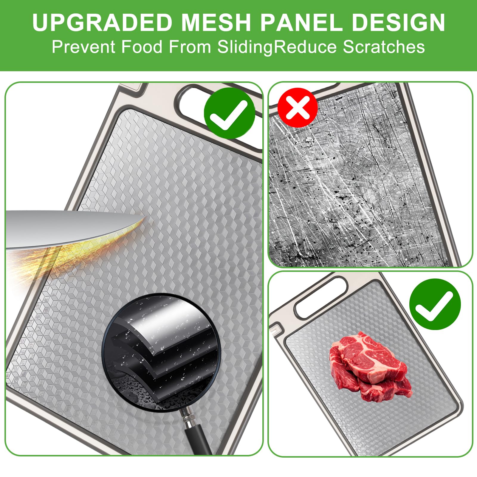 Tabla de Cortar de Acero Inoxidable Doble Cara para Cocina