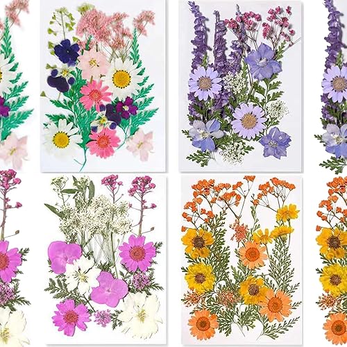 Pressed Flowers, Dried Pressed Flower for Resin Mold Real Pressed Flowers Dry Leaves Bulk Natural Herbs, Herbs kit for Scrapbooking Supplies Card