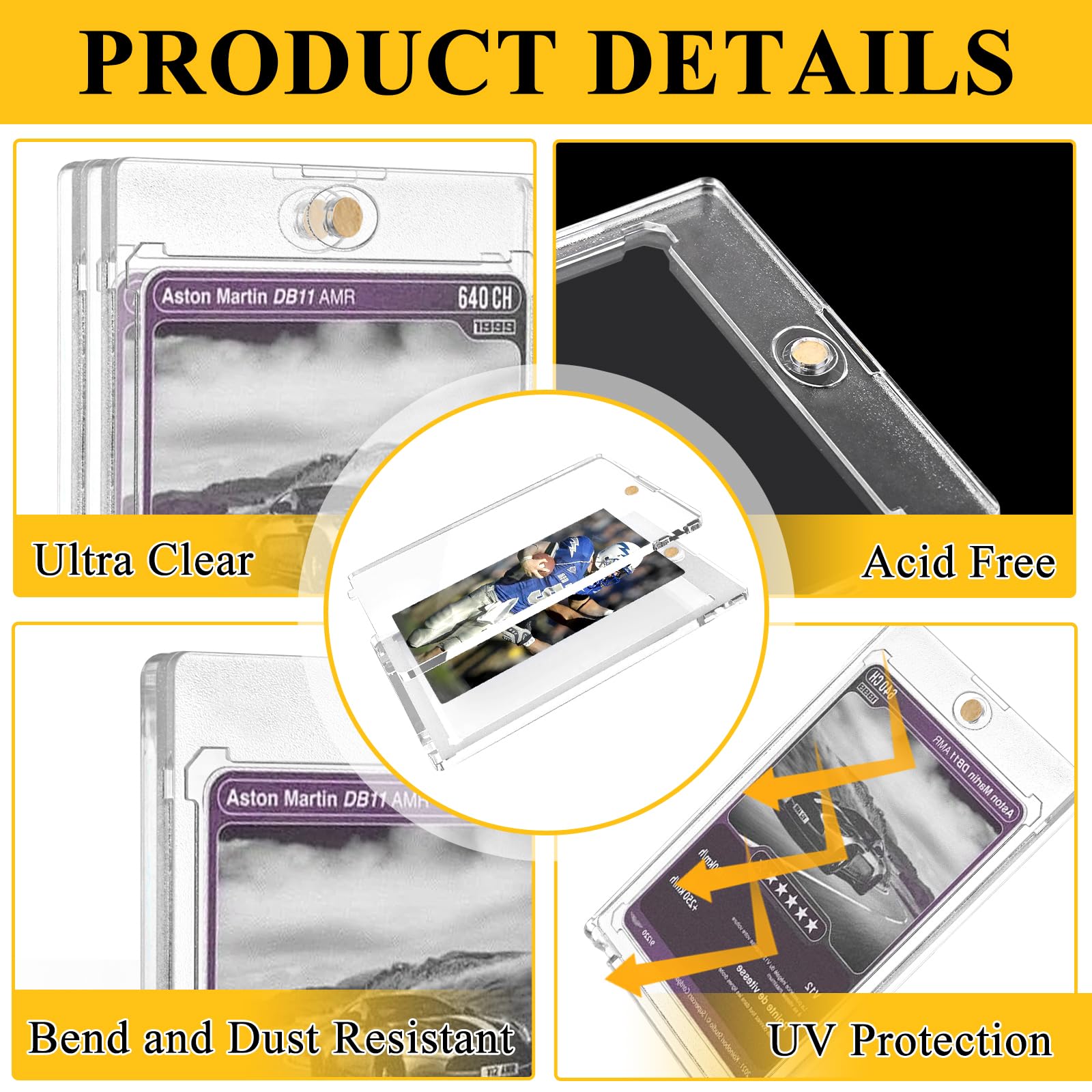 MUXHEL 25 Set 35PT Magnetic Card Holder Clear Magnetic Trading Card Holders with 25 Stands One Touch Transparent Trading Card Display for Game Sports Card Display and Storage - Image 4