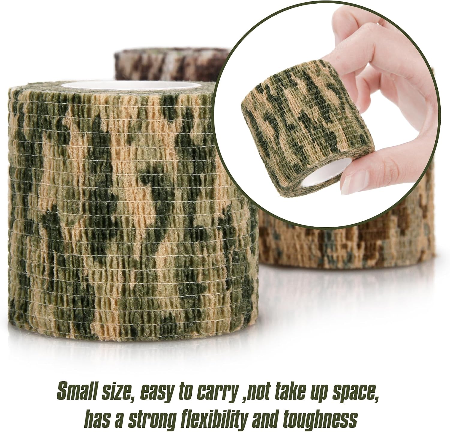 6 Roll Camo Wrap Tape, Camouflage Self-adhensive Form Tape, Elastic Stretch Warp Bandage 2"×16ft for Gun Shooting Bow Flashlight Rifle Hunting Outdoor