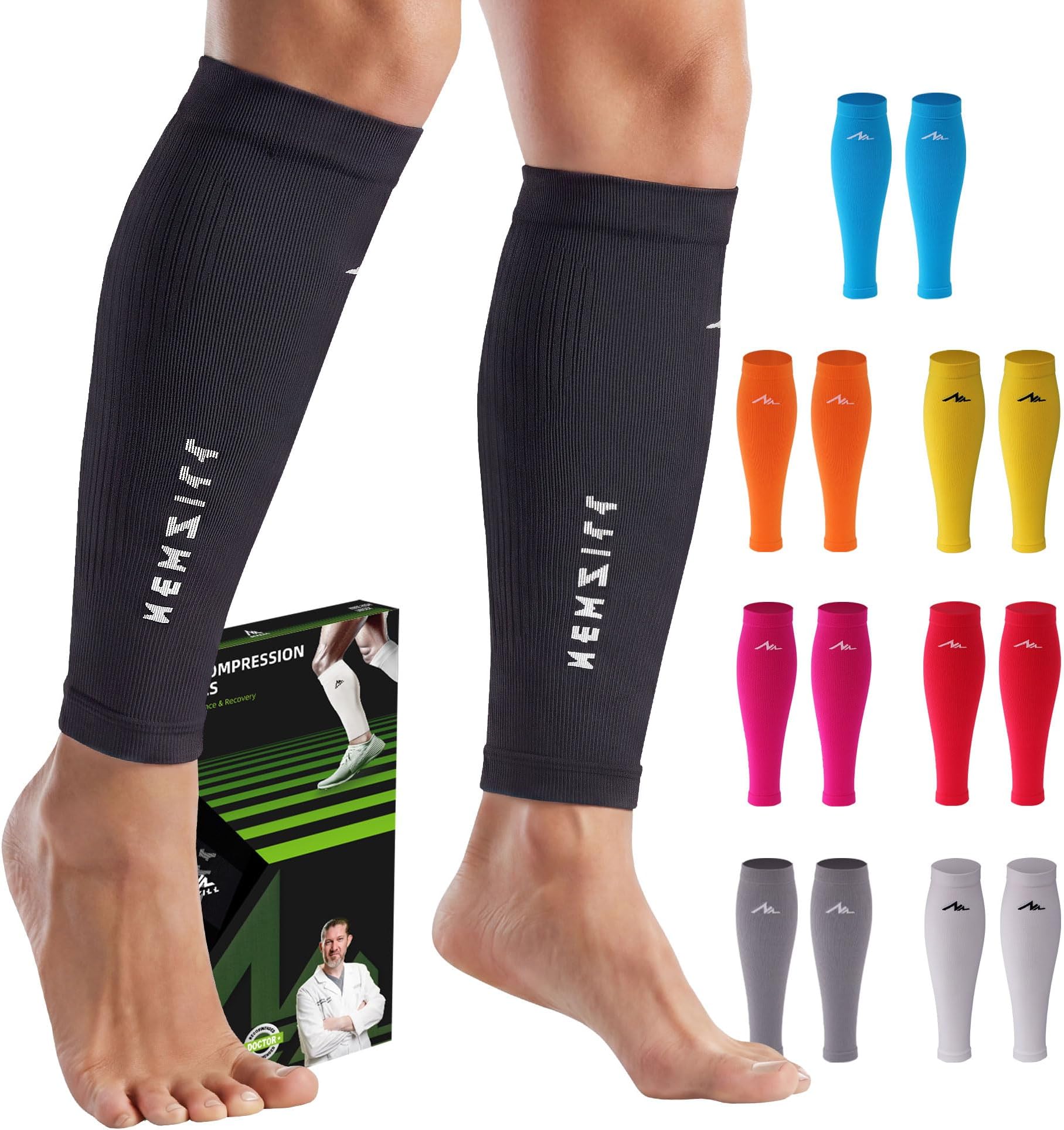 NEWZILL Compression Calf Sleeves (20-30mmHg) for Men & Women Perfect Option to Compression Socks for Running Travel Nursing