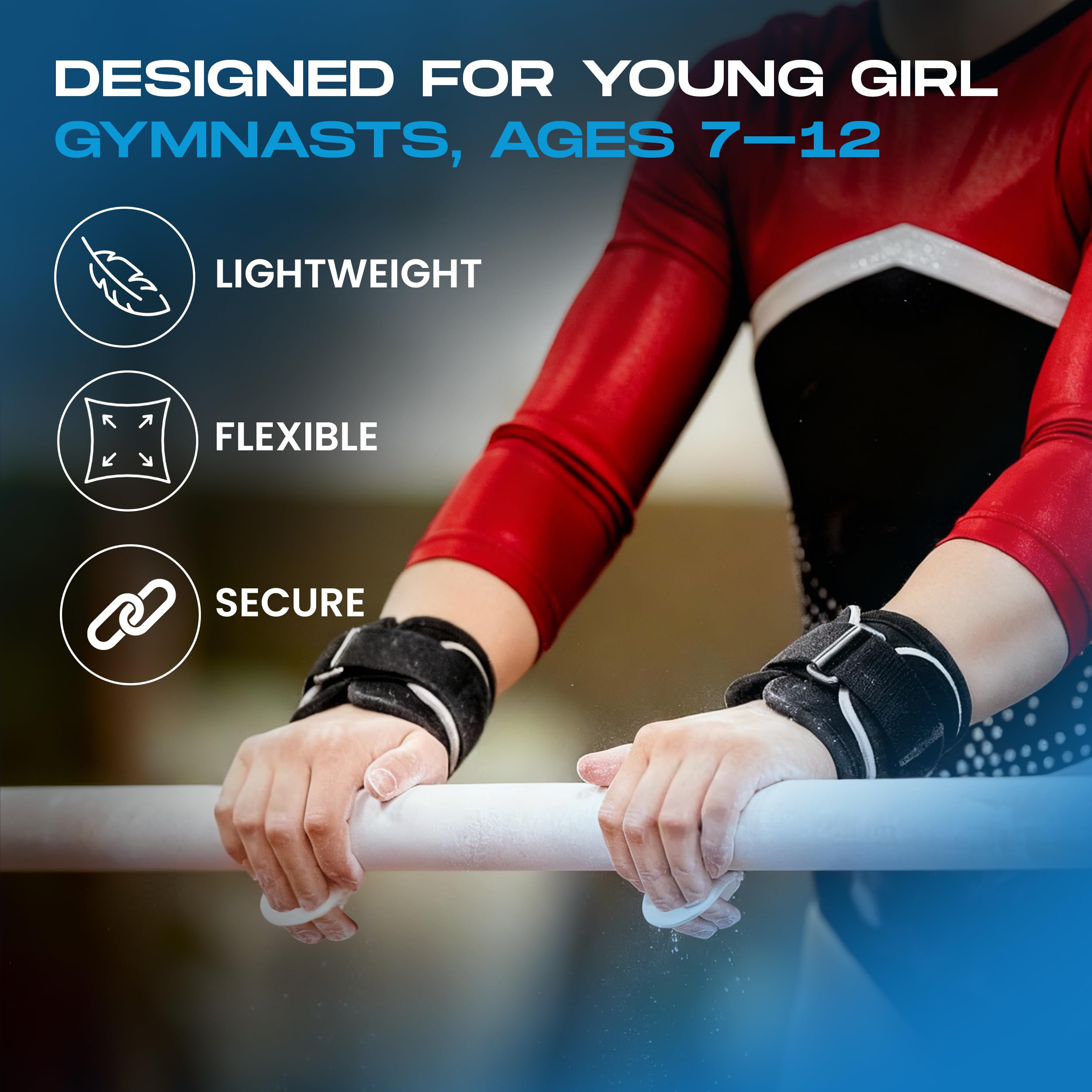 Gibson Mädchen Just Right Neo Neopren Handgelenk Haken & Schlaufe Uneven Bar Grips Zwei Loch Grip XXS, XS, S, M, L, Frauen Gymnastik Griffe Langlebiges Leder