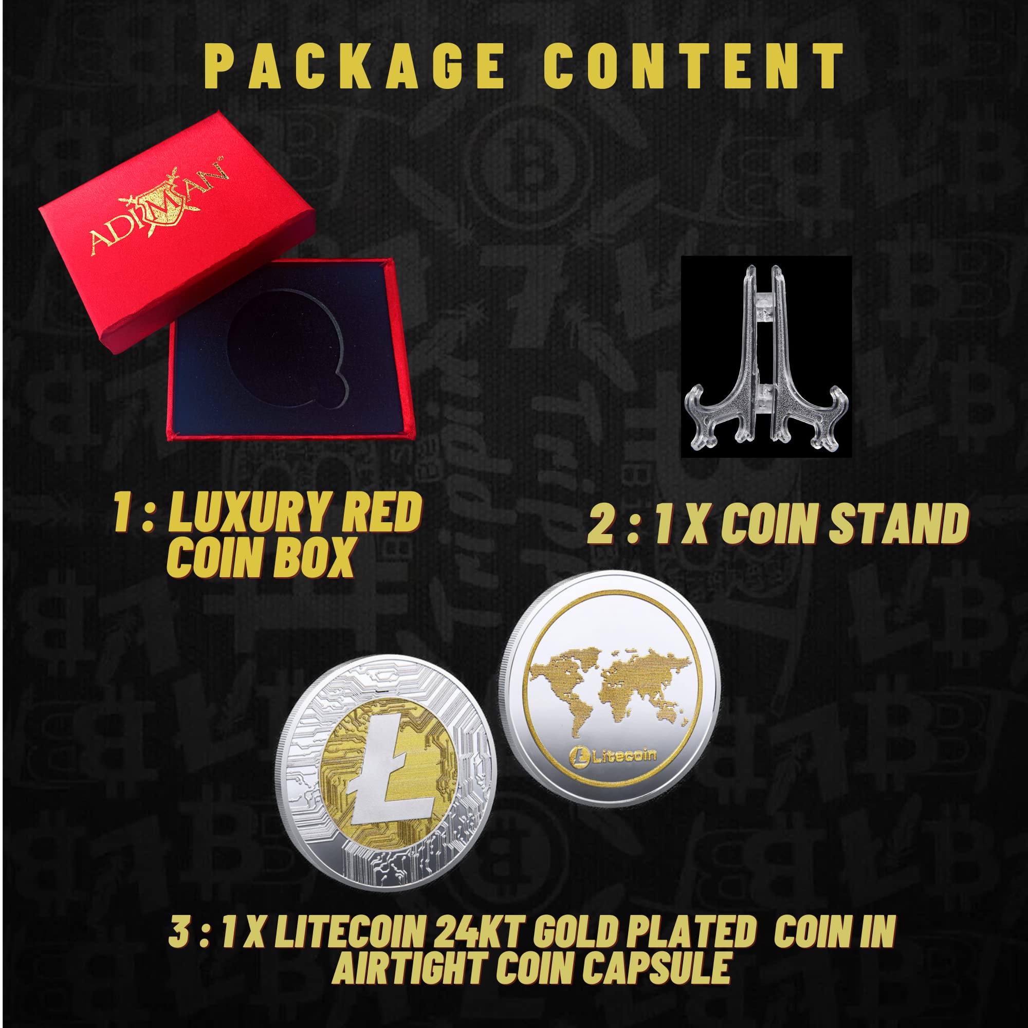 Adiman Crypto Coin 1 Oz High Quality Real Metal with Luxury Red Box and  Plastic Coin Stand Rare Collectible Coin (Litecoin Bimetal Gold & Silver) :  Amazon.in: Toys & Games