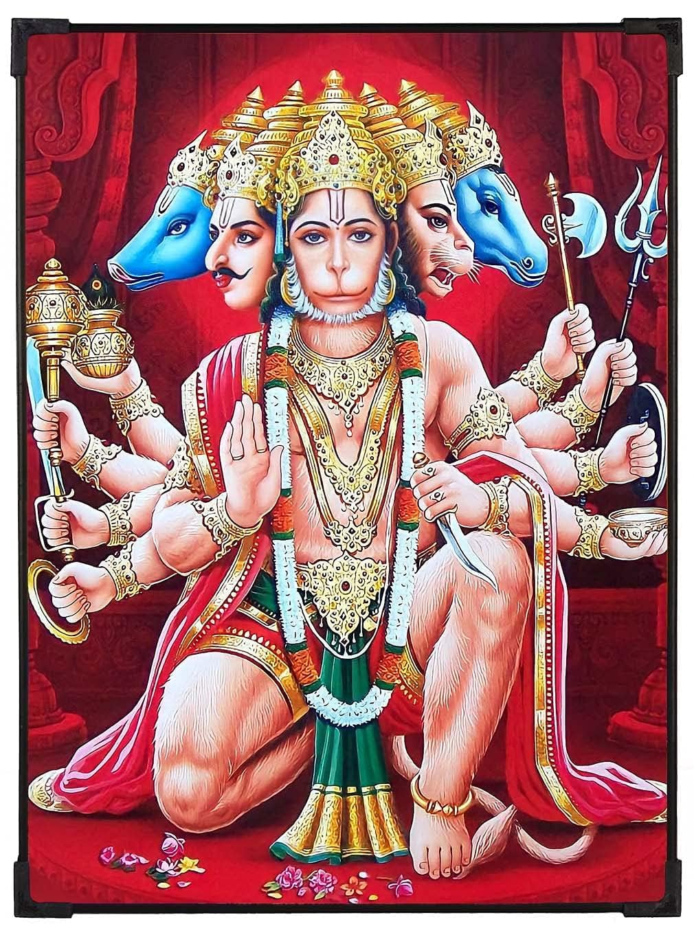 TREXEE SHanuman Ji DIY Acrylic Paint by Numbers Kits for Adults and Kids Beginners Panchmukhi Hanuman Ji DIY Diamond Painting DIY on Canvas Religious Painting DIY Painting Kit DIY Wall Decor Paint Modern Home Decor(30X40 CM)(Unframed)-image-24