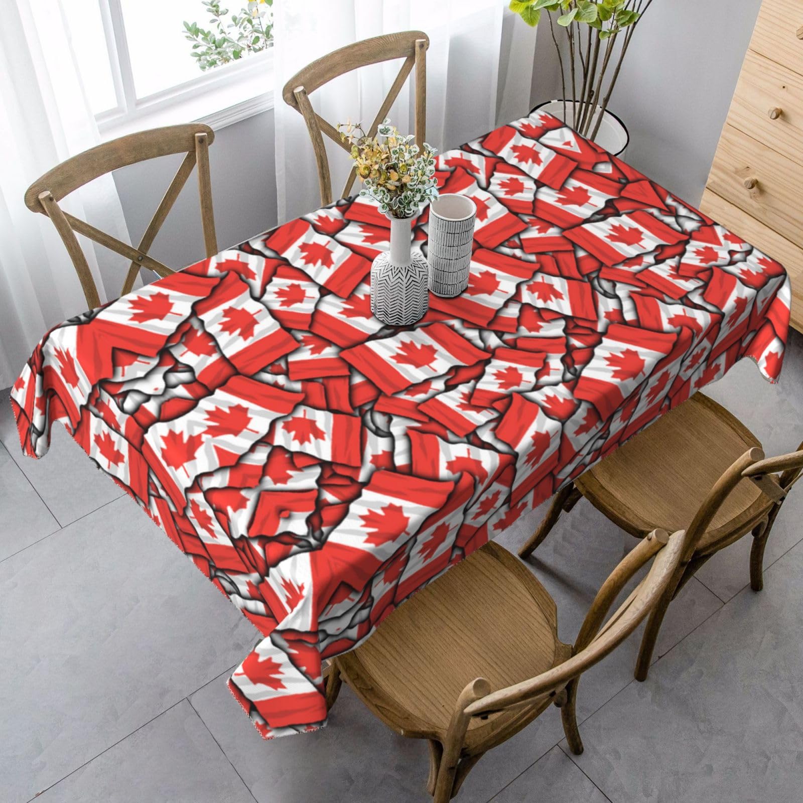 AUGUSTRUSH 140x90 Cm Rectangle Tablecloth, Canadian Flag Tablecloths, Soft Washable Durable Table Cover For Dining, Party Wrinkle-Resistant Table Cloth For Travel, Wedding, Cafe, Picnic