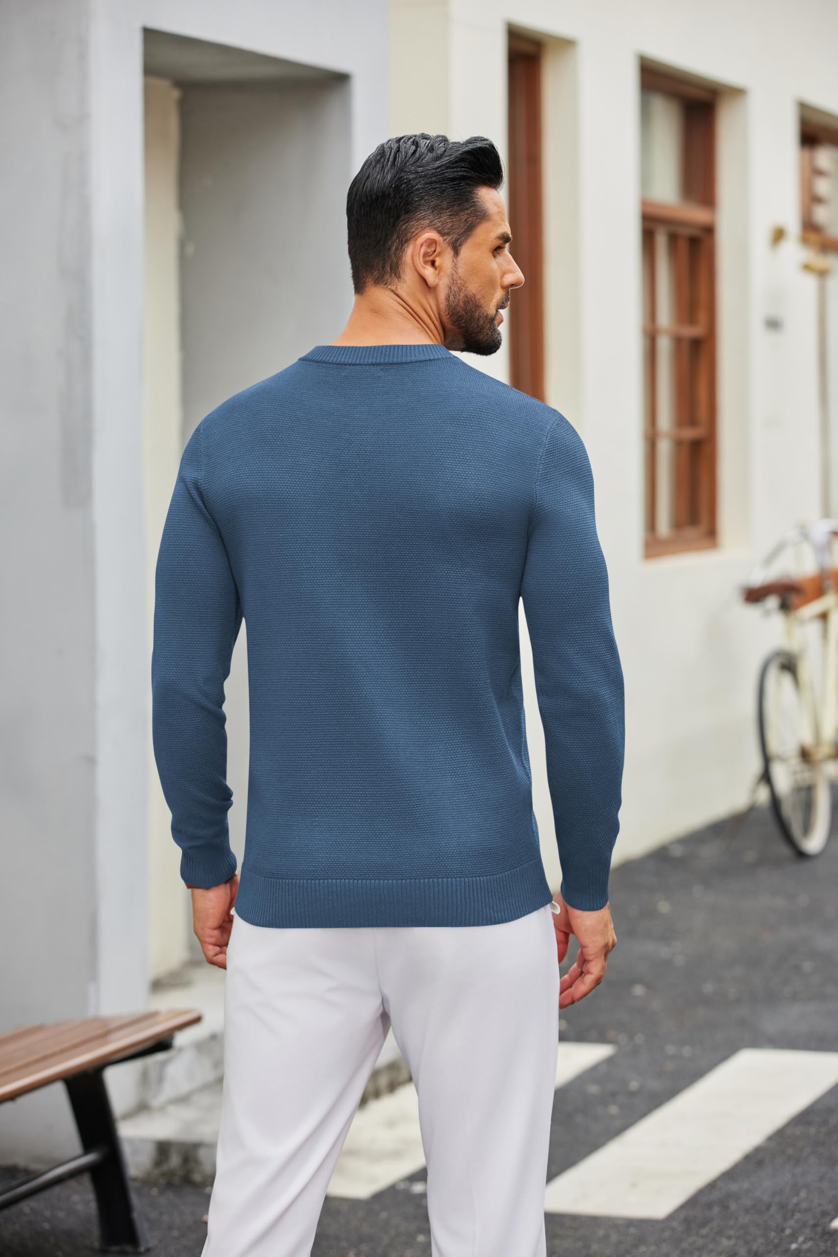 COOFANDY Maglioni da Uomo a Maniche Lunghe Maglione Henley Casual Henley T-Shirt Leggero con Collo Rotondo Knitted Sweaters