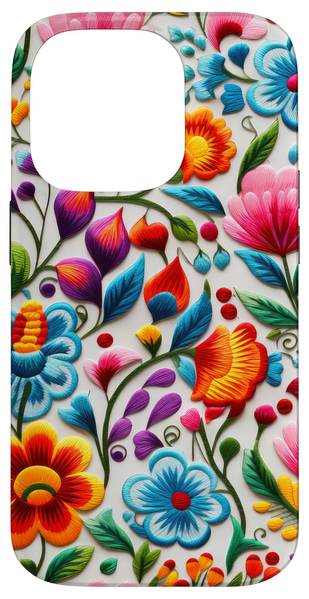 Mexican Folk Art Floral Embroidery Pattern Heritage Otomi Case for iPhone 14 Pro